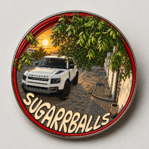 White defender metal sticker